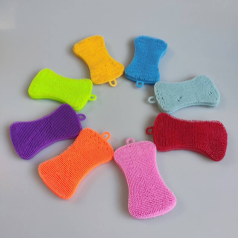 Silicone Dish Sponge Washing Brush Scrubber Household Cleaning Sponges Pose